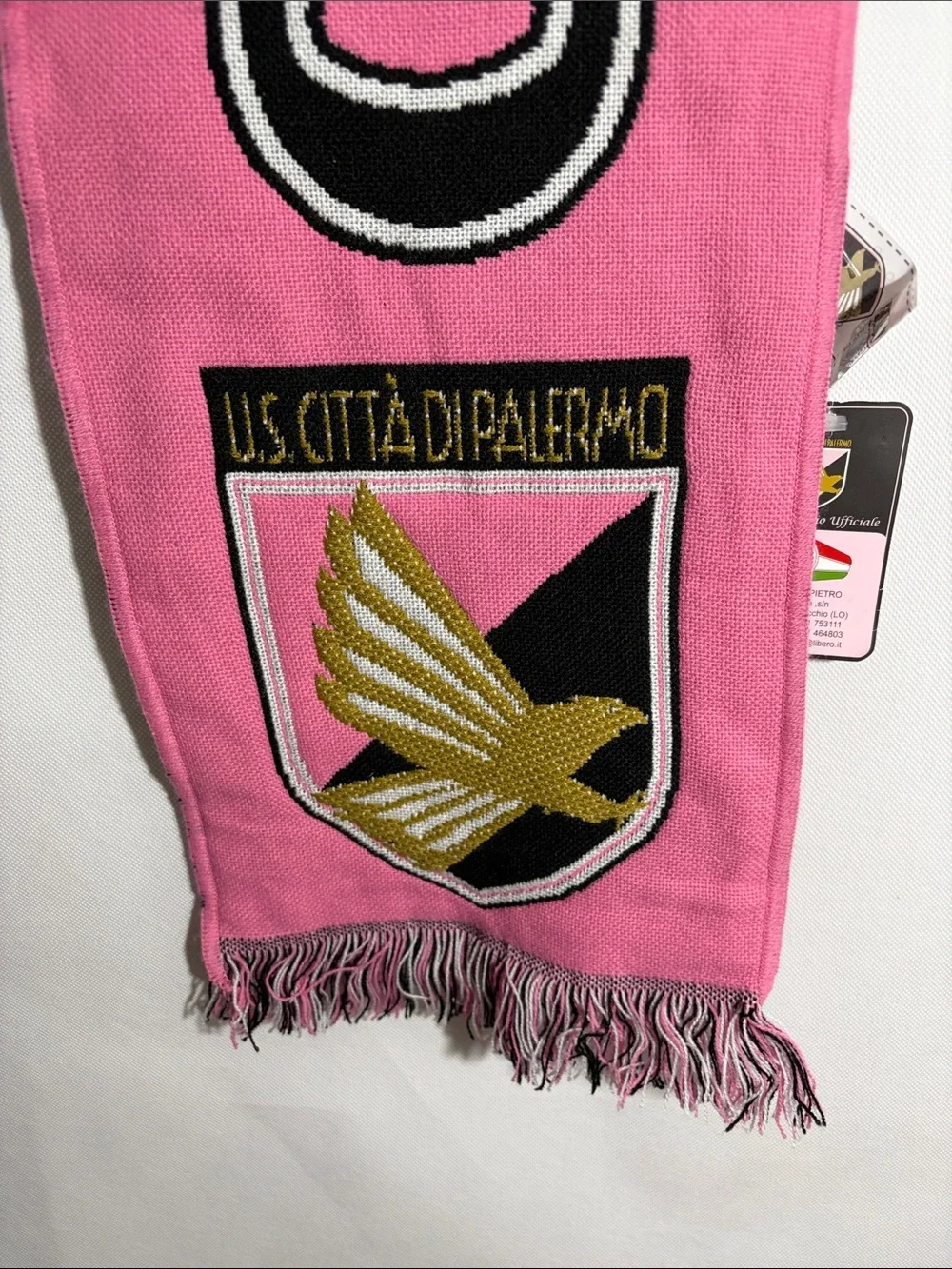 Palermo F.C. Soccer New formerly U.S. Città di Palermo Pink and Blank Scarf